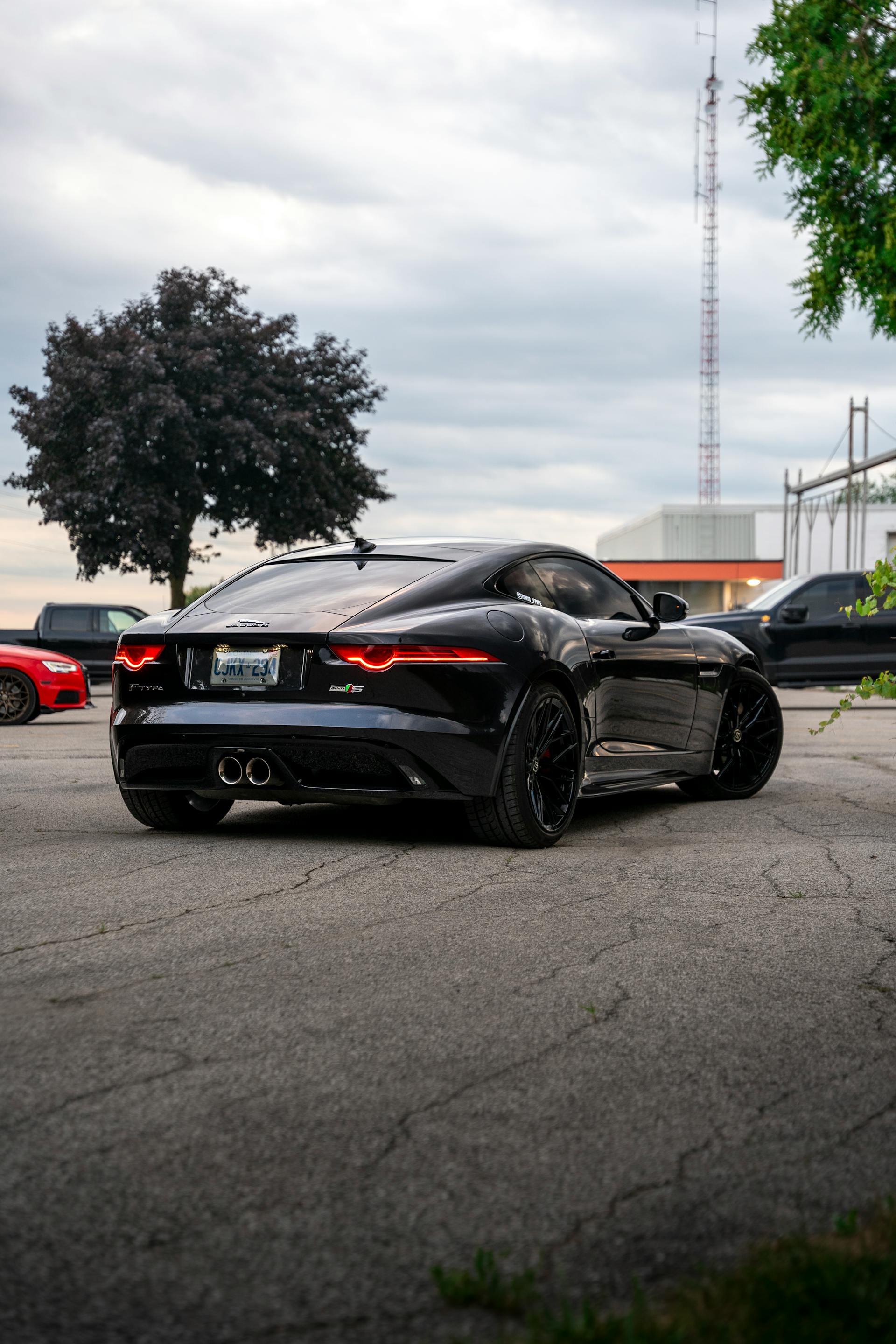Luxury sports car under studio lighting